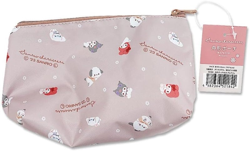DAISO Sanrio Trapezoid Pouch - Pink Cosmetic & Accessory Bag - Image 1